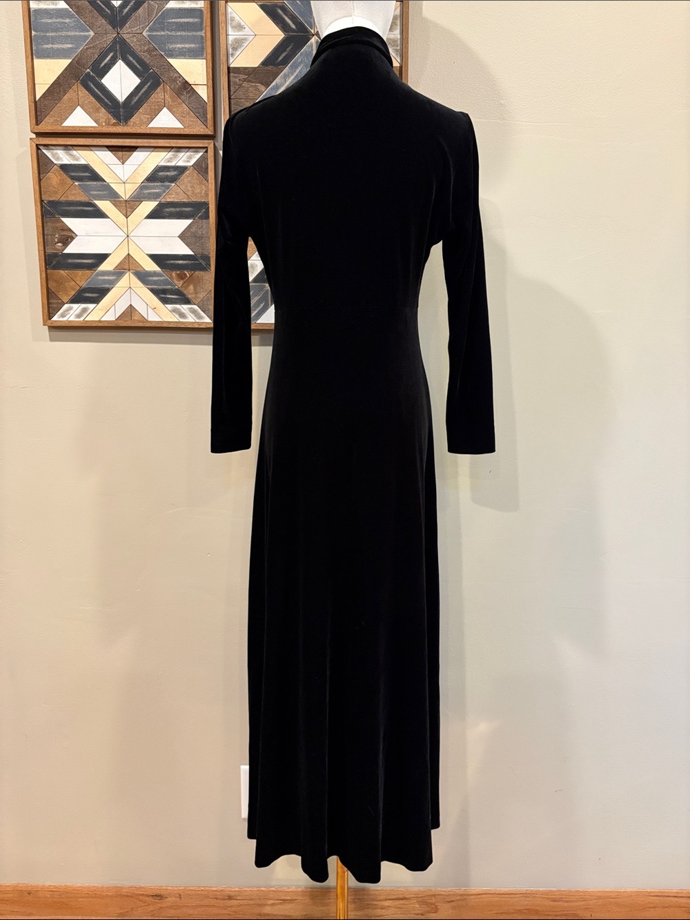 Vintage Ralph Lauren Country 90s Black Velvet Button Down Maxi Dress size Medium - Picture 7 of 14